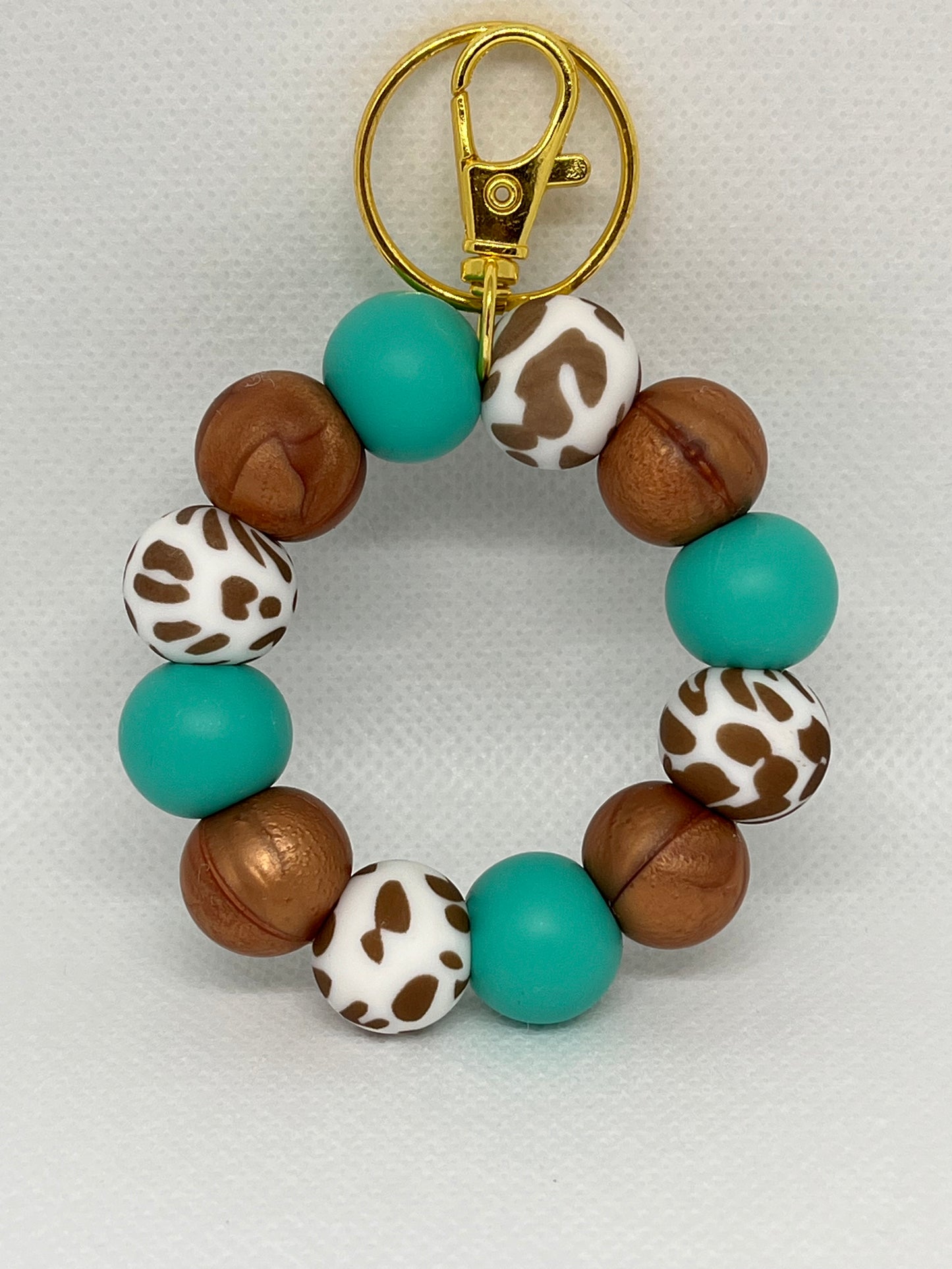 Mini copper cow wristlet keychain