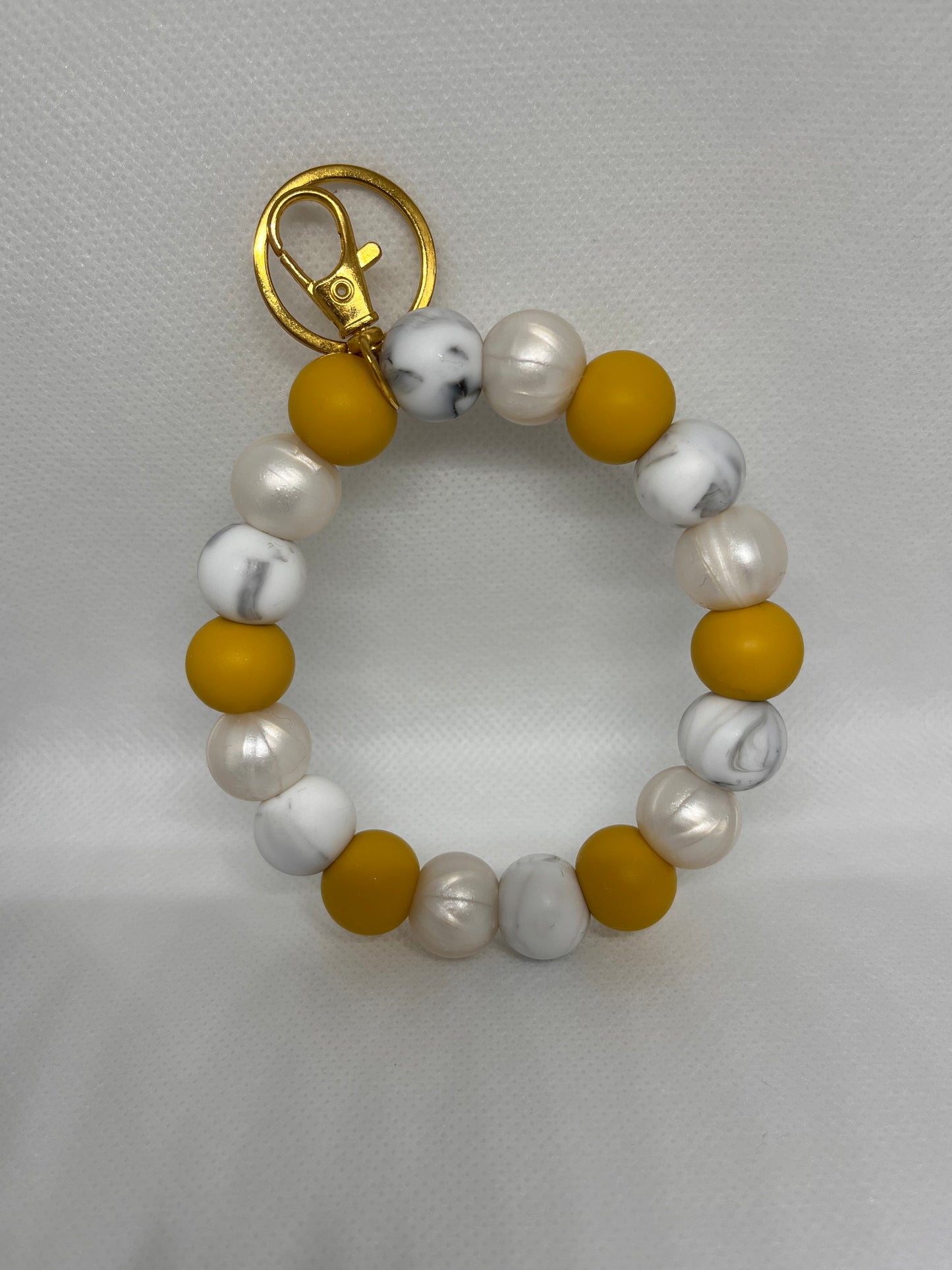 Mustard Pearl Wristlet Keychain