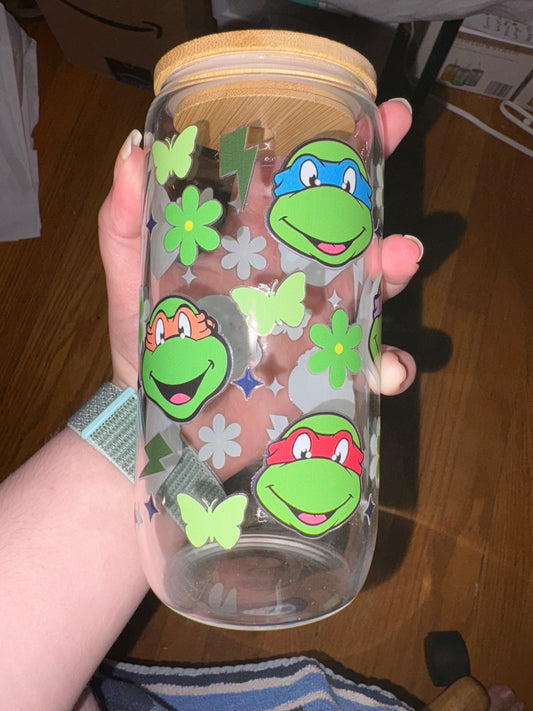 Turtle with eye mask Cup WrapGlass Cup